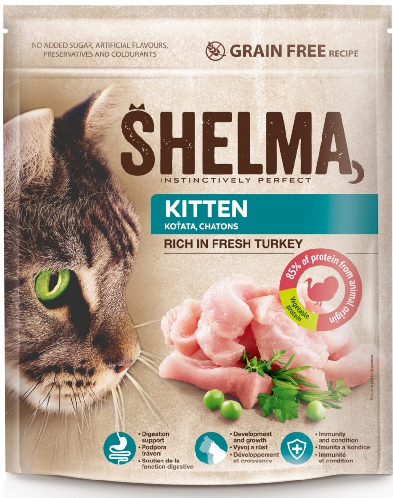 Shelma bezobilné JUNIOR granule s krůtím pro koťata 750 g