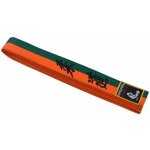 Judo půlené barevné pásky s nášivkou a výšivkou, Oranžovo-zelená, MASUTAZU