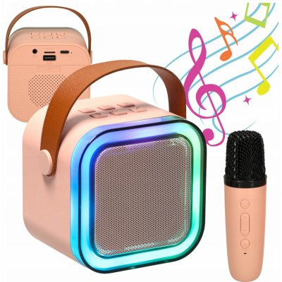 Sada pro děti na karaoke mikrofon bezdrátový reproduktor LED růžová – Sleviste.cz