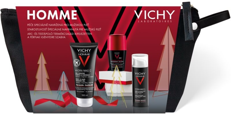 Vichy Homme sprchový gel a šampon 2 v 1 100 ml + Homme antiperspirant 50 ml + Homme hydratační péče 50 ml dárková sada
