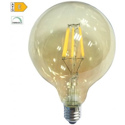 Diolamp LED Globe Filament žárovka G125 Amber 10W/230V/E27/2700K/1160Lm/360°/Dim