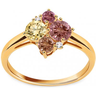 iZlato Forever Zlatý prsten s barevnými kameny a champagne diamanty 0.014  ct KU1062 od 21 990 Kč - Heureka.cz