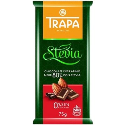 Trapa ČOKOLÁDA HOŘKÁ se stévií 80% 75 g – Zboží Dáma