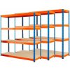 Skladový regál Fistar 3x Regál 1800 x 1800 x 400 mm lak 4 police modro oranžový