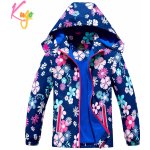 KUGO Dívčí podzimní bunda zateplená B tmavě modrá kytky Modrá tmavě – Sleviste.cz