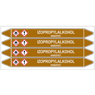 Značení potrubí, izopropylalkohol,4 ks, 250 × 26 mm