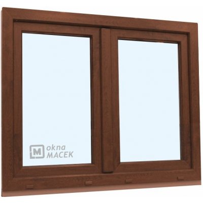 KNIPPING Plastové okno - 70 AD, 1200x900 mm, O+OS klapačka, ořech Sklo: ornamentální (kůra čirá), Barva, imitace: ořech/bílá (jednostranně) – Zboží Mobilmania