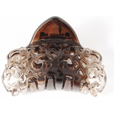 Vyřezávaný skřipec na vlasy Barva: hnědo-šedá – Zboží Dáma