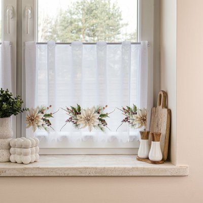 Forbyt žakárová vitrážová záclona VÁNOČNÍ HVĚZDA 361910, vánoční vzor s bordurou, barevná, výška 60cm (v metráži) – Zboží Dáma