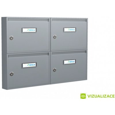 Poštovní schránka E-01 paneláková - na stěnu - lakovaná - RAL 7040 STR. - ŠEDÁ – Hledejceny.cz