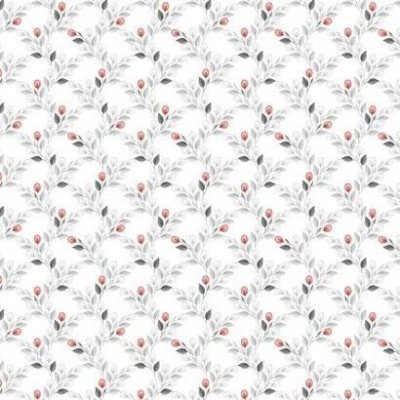 Ubrus PVC MIS507, metráž, 20 m x 140 cm, lístky šedé s červenými květy, IMPOL TRADE – Zboží Mobilmania