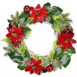 DOMMIO Vánoční věnec proutěný s červenou poinsetií 30 cm – Zboží Dáma