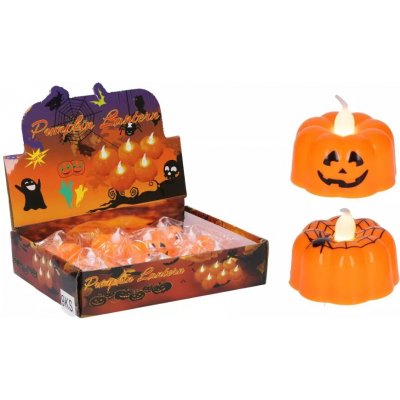 Dekorace plast Halloween dýně svítící 4,8x4,8x4,3cm - 1ks Pavučina – Zboží Dáma