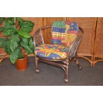 Ratanové křeslo Bahama hnědé polstr vínový – Sleviste.cz