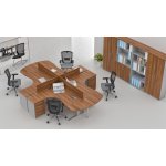 NABYTEK-DESIGNOVY.CZ - ZEP 4.12P 19 Sestava kancelářského nábytku Komfort 4.12 ořech/šedá – Zboží Dáma