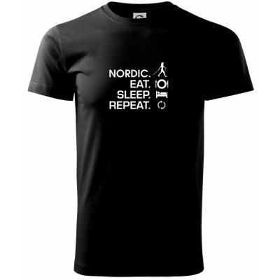Nordic walking eat sleep Klasické pánské triko Černá – Zboží Mobilmania
