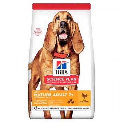 Hill's Science Plan Light granule pro střední starší psy s kuřecím 14 kg – Hledejceny.cz