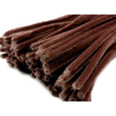 Chlupatý modelovací drát 160281/15, jednobarevná hnědá, průměr 6mm, délka 30cm, (1 balení, 20 kusů) – Zboží Dáma