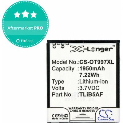 Baterie pro Alcatel One Touch 997, X Pop, TCL S710, S800, 1950mAh, Li-Ion, 3.7V, TLiB5AF, HQ – Zboží Živě