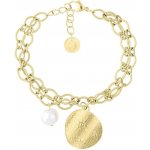 Manoki dvojitý ocelový s medailonem Sabrina Gold perla BA991G zlatá