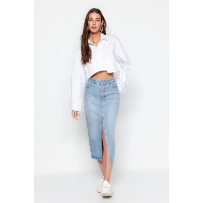 Trendyol dámská sukně 8683048937266 šedá – Zboží Dáma