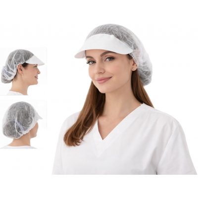 Espeon čepice s kšiltem z netkané textilie 53 cm 100 ks bílá – Zboží Mobilmania