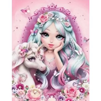 NORIMPEX Diamantové malování Princezna a jednorožec 30 x 40 cm – Zboží Mobilmania