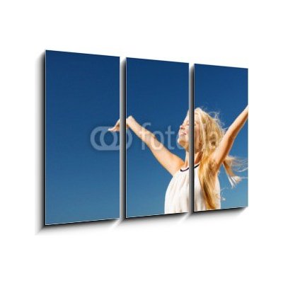 Obraz 3D třídílný - 105 x 70 cm - beautiful woman enjoying summer outdoors krásná žena se těší letní venku – Zbozi.Blesk.cz