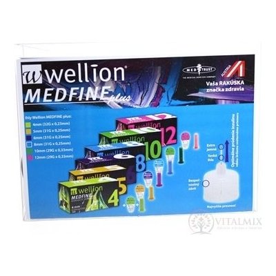 Wellion MEDFINE plus Penneedles 10 mm ihla na aplikáciu inzulínu pomocou pera 100 ks + nádoba na použité ihly 1 set