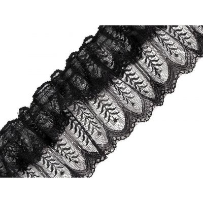 Prima-obchod Silonová krajka řasená / volánek šíře 85; 95 mm, barva 4 (85 mm) černá – Sleviste.cz