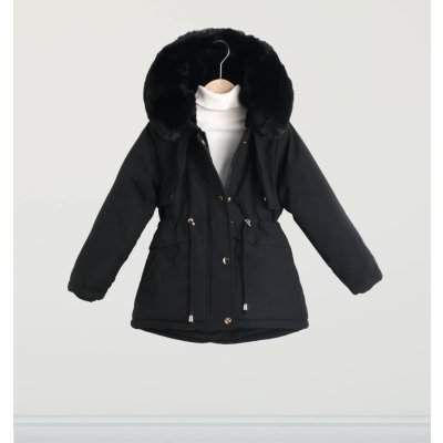Zimní parka s kožíškem černá – Zboží Dáma