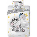 4sleep povlečení Zebra na mráčku šedá 100 x 135 cm 40 x 60 cm – Zboží Dáma