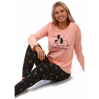 Růžové i černé pyžamo pro ženy či dívky komiks veselých pejsků, pro pejskařky 1B1861