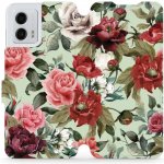 Mobiwear Knížkové Motorola Moto G53 5G - MD06P Růže a květy na světle zelené – Zbozi.Blesk.cz