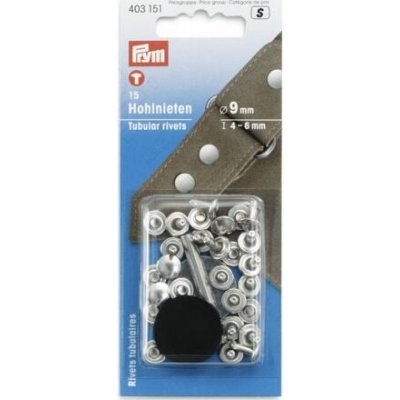 Duté nýty mosazné s aplikátorem - PRYM varianta Ø 9,0mm pro materiál 4-6mm – Zboží Dáma Duté nýty mosazné s aplikátorem - PRYM varianta Ø 9,0mm pro materiál 4-6mm – Zboží Dáma
