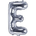 PARTYDECO Balón foliový písmeno E 35 cm stříbrný NELZE PLNIT HELIEM – Sleviste.cz
