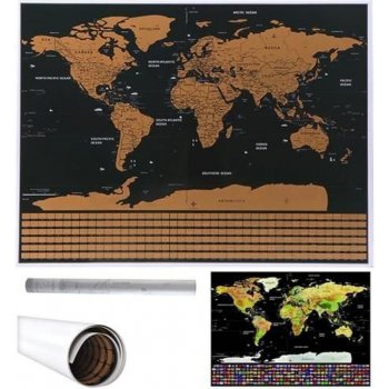 Velká Stírací mapa světa s vlajkami Deluxe 82 x 59 cm bez příslušenství