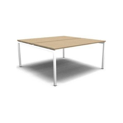 No brand Sdružený kancelářský stůl MOON U, 160 x 164 x 74 cm, bělený dub/bílá 47760