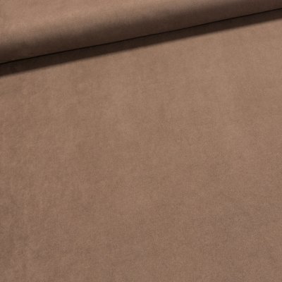 Polyesterový úplet 8010-007 UNI jednobarevný světle hnědý, vzhled broušené kůže, š.150cm (látka v metráži) – Zboží Dáma