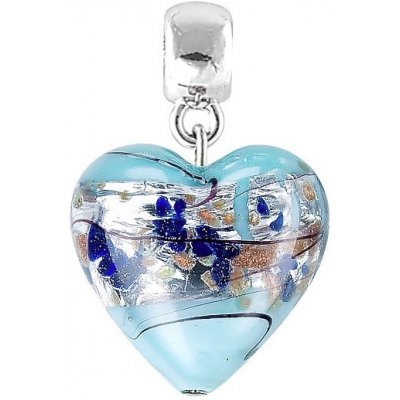 Lampglas Půvabný přívěsek Ice Heart s ryzím stříbrem v perle Lampglas S29