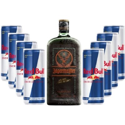 Jägermeister #SaveTheNight 35% LE 0,7 l a 8 x Red Bull 0,25 l (set) – Zbozi.Blesk.cz