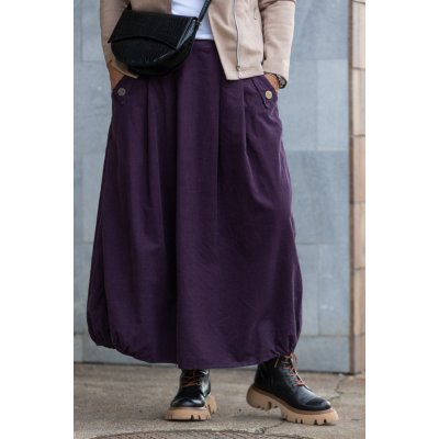 Italy fashion manšestrová sukně NESIE temně fialová – Zboží Dáma