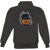 Pánská mikina s potiskem mikina s kapucí s potiskem Halloween cat sticker Tmavě šedá