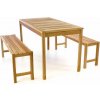 Zahradní sestava Divero 47272 Zahradní set lavic a stolu neošetřené týkové dřevo 135 cm