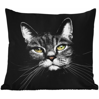 MuchoWow Vnější polštář Domácí mazlíčci Kočka Zvířata černá bílá 45x45