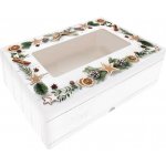 Alvarak vánoční krabice na cukroví Bílá vzor dřevo s jehličím 23 x 15 x 5 cm – Zboží Mobilmania