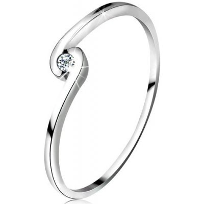 Šperky Eshop prsten z bílého zlata kulatý čirý diamant mezi zahnutými rameny BT160.81