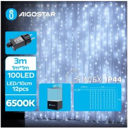 Aigostar LED Venkovní vánoční řetěz 100xLED 8 funkcí 4x1m IP44 studená bílá | AI0459