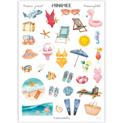 MINIMEE Papírové samolepky v aršíku A5 Dovolená u moře – Sleviste.cz