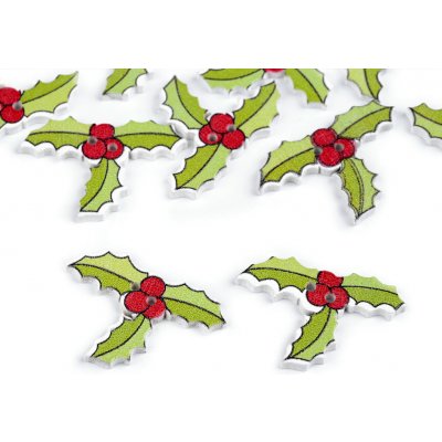 Výprodej - Dřevěný dekorační knoflík vánoční cesmína - 10ks Varianta: 1 zelená sv. cesmína, Balení: 10 ks – Zboží Dáma